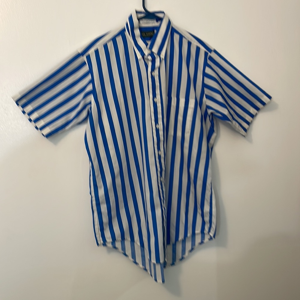 Neil Martin large blue and white button down casual shirt made in USA